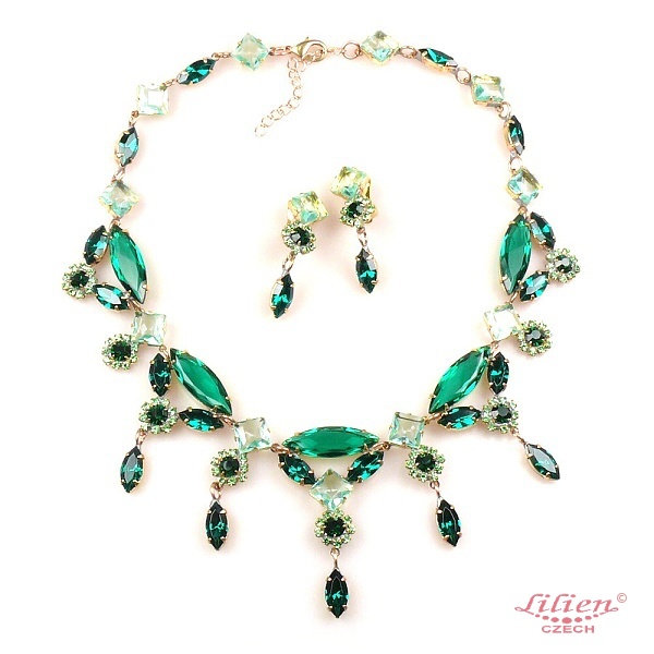 Effervescence Necklace Set ~ Emerald Green : LILIEN CZECH, authentic Czech  rhinestone jewelry