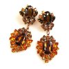 Aztec Sun Earrings Pierced ~ Topaz Tones with Gold Topaz