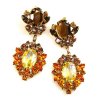 Aztec Sun Earrings Pierced ~ Topaz Tones with Silver Yellow