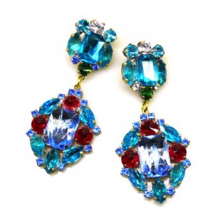 Alchemy Glam Earrings Pierced ~ Extra Blue Red Aqua*