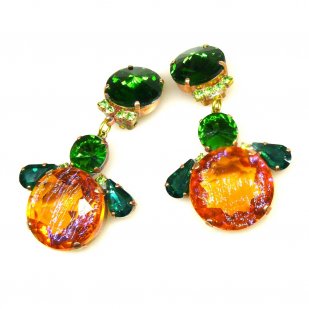 Bubbles Earrings Clips ~ Extra Topaz with Green*