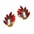 Leafs Earrings with Clips ~ Red*