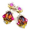 Grand Mythique Earrings Clips ~ Extra Topaz Fuchsia*