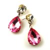 Tearsdrops Earrings Pierced ~ Fuchsia Clear*