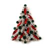 Navette Xmas Tree Brooch ~ Emerad Red Clear*