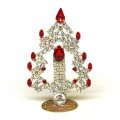 Tree with Candle Decoration 10cm ~ Clear with Red*