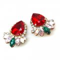 Paris Charm Earrings Clips ~ Red Clear*