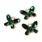 Butterfly Rhinestone Button ~ Emerald*