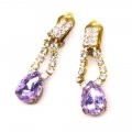 Gemini Earrings Clips ~ Clear Crystal with Violet*