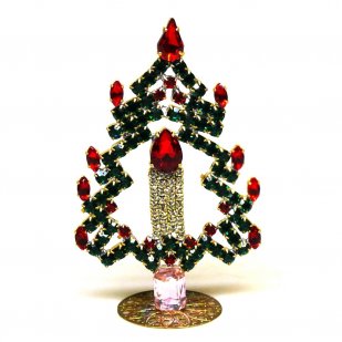 Tree with Candle Decoration 10cm ~ Emerald Red*