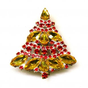 Xmas Tree Brooch #09 ~ Yellow Red*