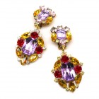 Alchemy Glam Earrings Clips ~ Extra Violet Topaz Red*
