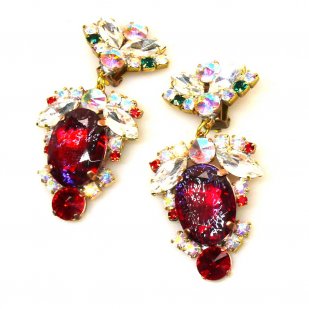 Déjà vu Clips Earrings ~ Extra Red with Clear*