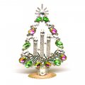 Tree with Three Candles Decoration 16cm ~ Vitrail Green Clear*
