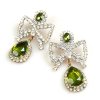 Bows Earrings Pierced ~ Olive