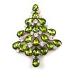 Xmas Teardrops Tree Brooch 10cm ~ Olive Clear*