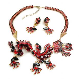 Chinese Dragon Necklace Set : LILIEN CZECH, authentic Czech rhinestone