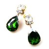 Tearsdrops Earrings Clips ~ Green Clear*