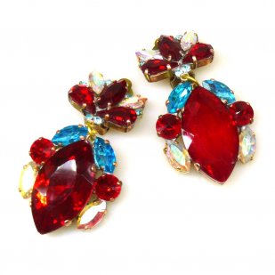 Floralie Earrings Clips ~ Red Multicolor*