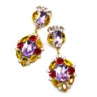 Alchemy Glam Earrings Pierced ~ Extra Violet Topaz Red*
