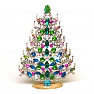 Plentiful Xmas Stand-up Tree 17cm ~ Green Aqua Fuchsia*