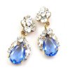 Fountain Clips-on Earrings ~ Clear with Sapphire