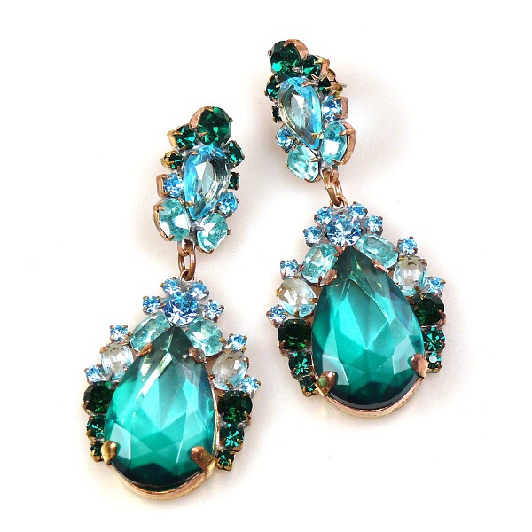 Iris Earrings Pierced ~ Extra Aqua Emerald : LILIEN CZECH, authentic ...