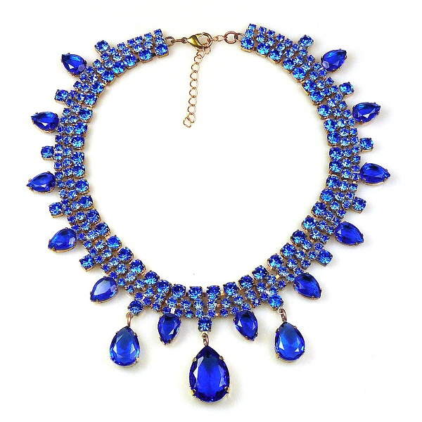 Raindrops Necklace ~ Blue : LILIEN CZECH, authentic Czech rhinestone ...