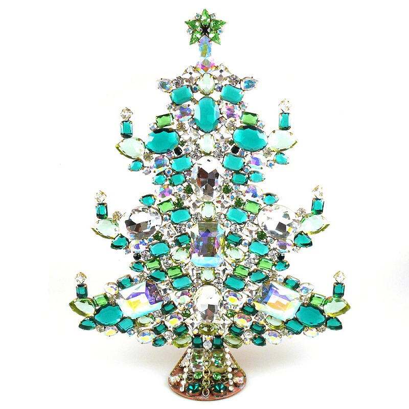 13 Inches Giant Xmas Tree with Octagons ~ Green Tones AB Clear : LILIEN ...